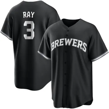 Corey Ray Youth Replica Milwaukee Brewers Black/White Jersey