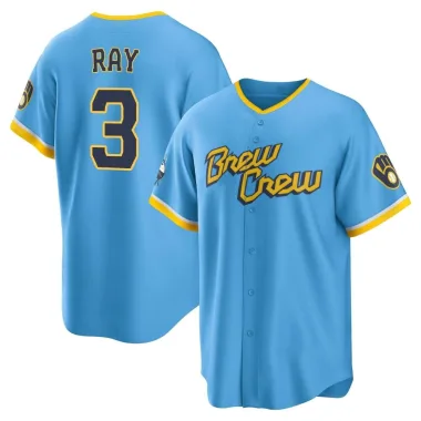 Corey Ray Youth Replica Milwaukee Brewers Blue Powder 2022 City Connect Jersey