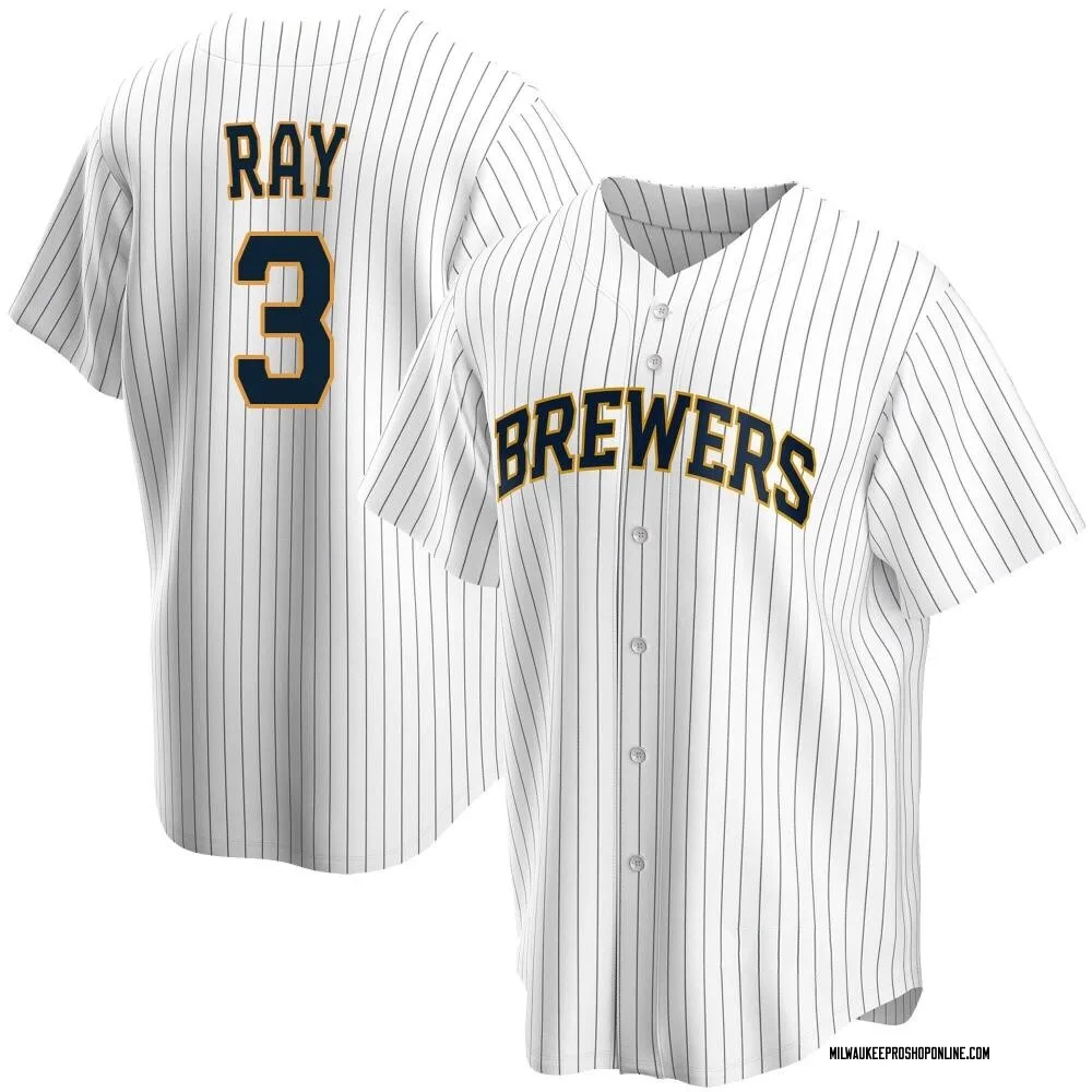 Corey Ray Youth Replica Milwaukee Brewers White Home Jersey