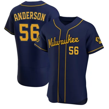 Grant Anderson Men's Authentic Milwaukee Brewers Navy Alternate Jersey