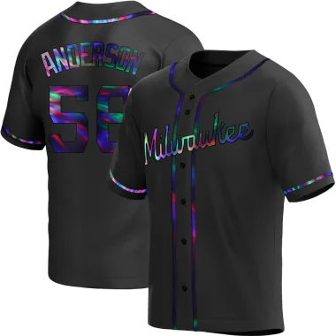Grant Anderson Men's Replica Milwaukee Brewers Black Holographic Alternate Jersey