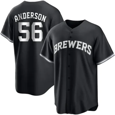 Grant Anderson Men's Replica Milwaukee Brewers Black/White Jersey