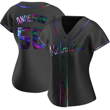 Grant Anderson Women's Replica Milwaukee Brewers Black Holographic Alternate Jersey