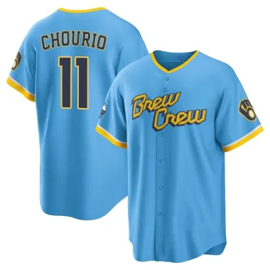 Jackson Chourio Youth Replica Milwaukee Brewers Blue Powder 2022 City Connect Jersey