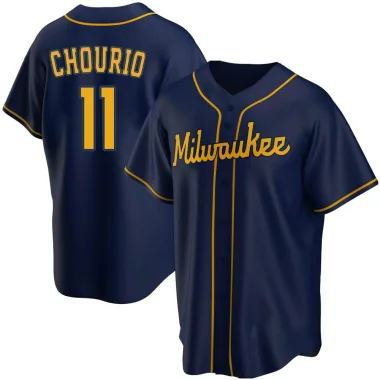 Jackson Chourio Youth Replica Milwaukee Brewers Navy Alternate Jersey