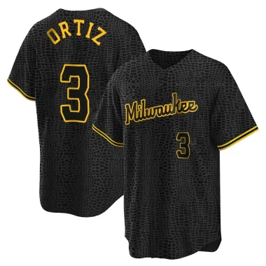 Joey Ortiz Men's Replica Milwaukee Brewers Black Snake Skin City Jersey