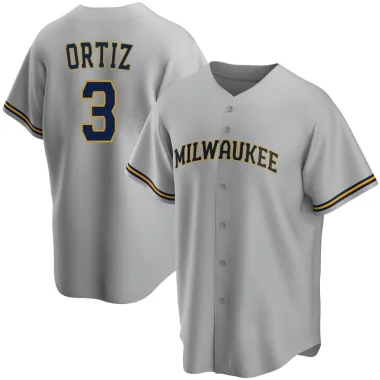 Joey Ortiz Men's Replica Milwaukee Brewers Gray Road Jersey