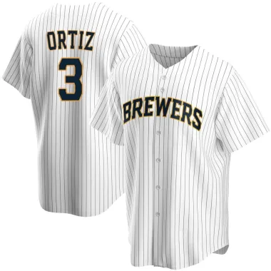 Joey Ortiz Men's Replica Milwaukee Brewers White Home Jersey