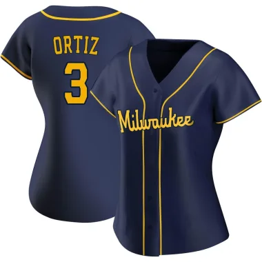 Joey Ortiz Women's Authentic Milwaukee Brewers Navy Alternate Jersey