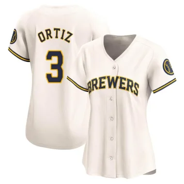 Joey Ortiz Women's Limited Milwaukee Brewers Cream Home Jersey