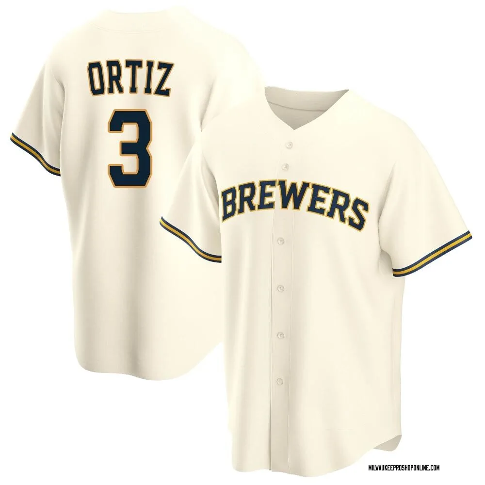 Joey Ortiz Youth Replica Milwaukee Brewers Cream Home Jersey