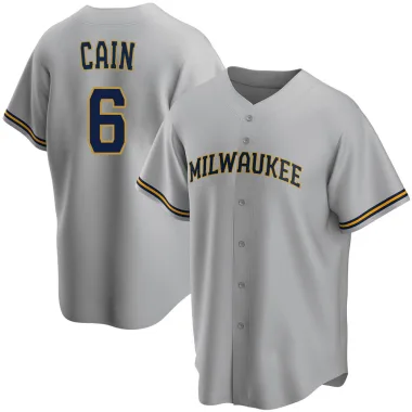 Lorenzo Cain Youth Replica Milwaukee Brewers Gray Road Jersey