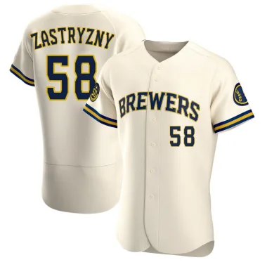 Rob Zastryzny Men's Authentic Milwaukee Brewers Cream Home Jersey
