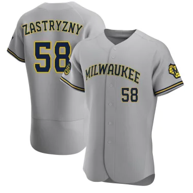 Rob Zastryzny Men's Authentic Milwaukee Brewers Gray Road Jersey