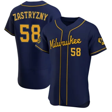 Rob Zastryzny Men's Authentic Milwaukee Brewers Navy Alternate Jersey