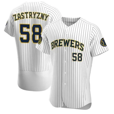 Rob Zastryzny Men's Authentic Milwaukee Brewers White Alternate Jersey