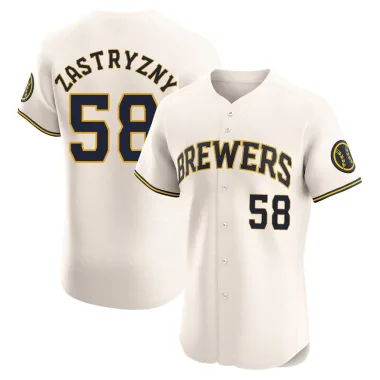 Rob Zastryzny Men's Elite Milwaukee Brewers Cream Home Jersey