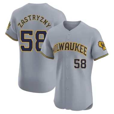 Rob Zastryzny Men's Elite Milwaukee Brewers Gray Road Jersey