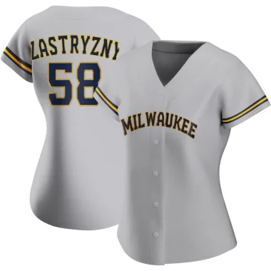 Rob Zastryzny Women's Authentic Milwaukee Brewers Gray Road Jersey
