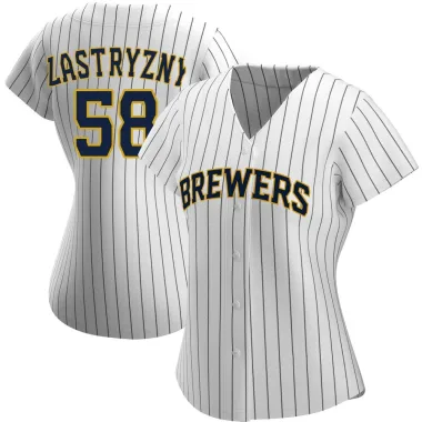 Rob Zastryzny Women's Authentic Milwaukee Brewers White/Navy Alternate Jersey