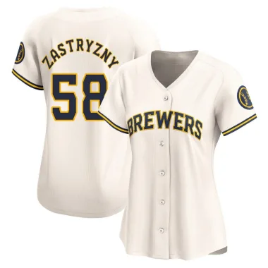 Rob Zastryzny Women's Limited Milwaukee Brewers Cream Home Jersey