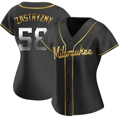 Rob Zastryzny Women's Replica Milwaukee Brewers Black Golden Alternate Jersey