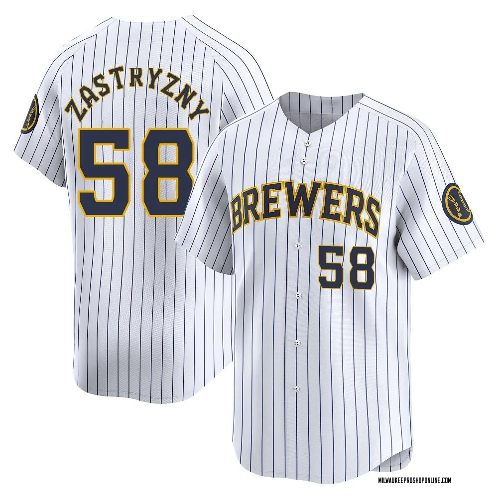 Rob Zastryzny Youth Limited Milwaukee Brewers White Alternate Jersey