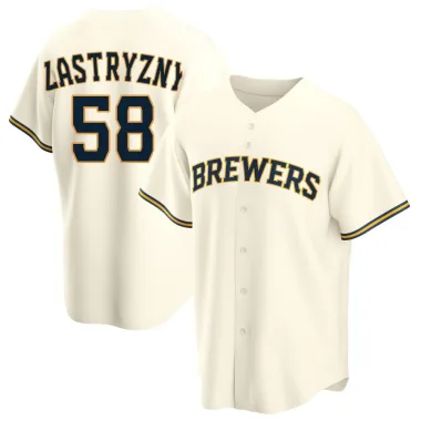 Rob Zastryzny Youth Replica Milwaukee Brewers Cream Home Jersey