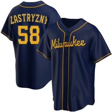 Rob Zastryzny Youth Replica Milwaukee Brewers Navy Alternate Jersey