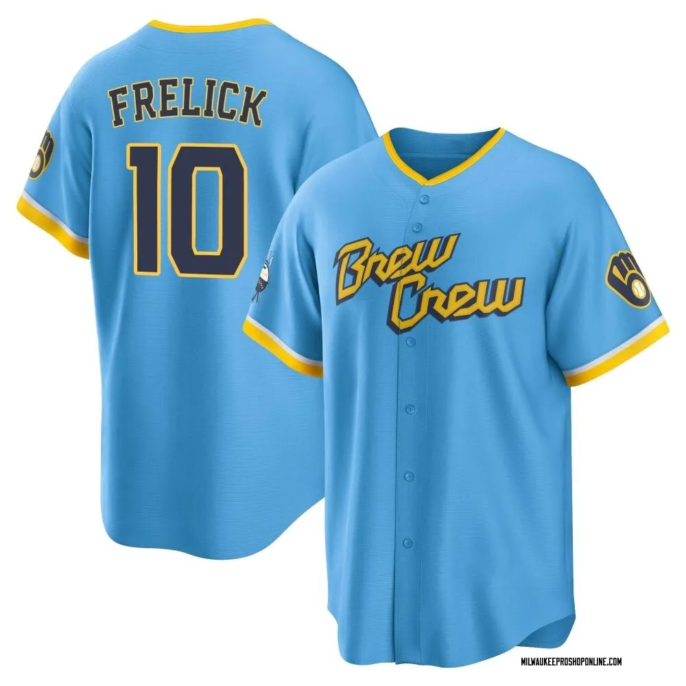 Sal Frelick Youth Replica Milwaukee Brewers Blue Powder 2022 City Connect Jersey